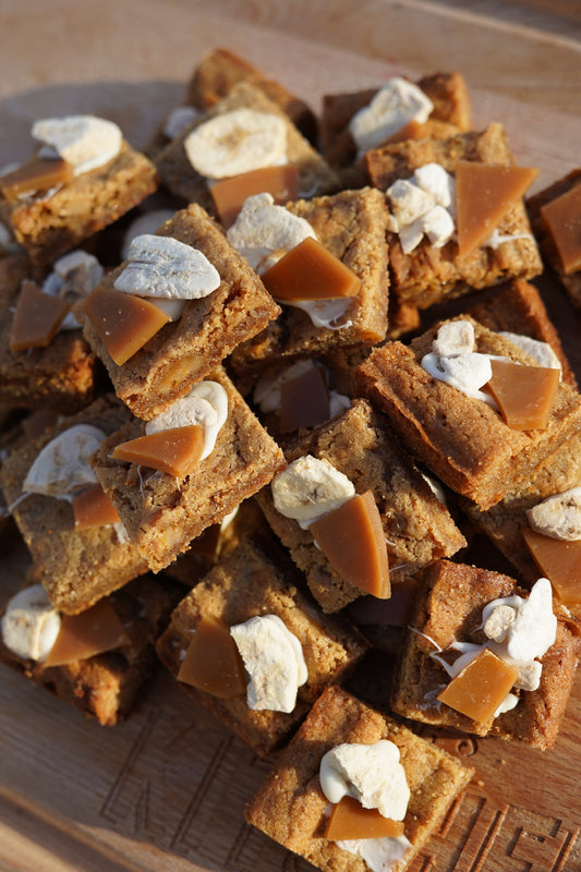 Salted Toffee, Banana and Rye Blondies